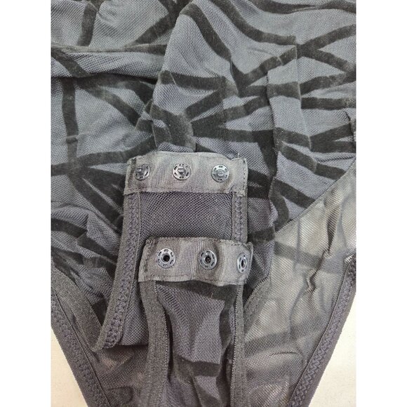 Sassy Black Mesh Bodysuit Small Size S Polyester Spandex - Picture 3 of 8